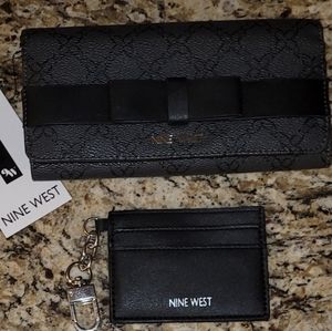 Nine West Black leather with bow wallet and credit card holder
